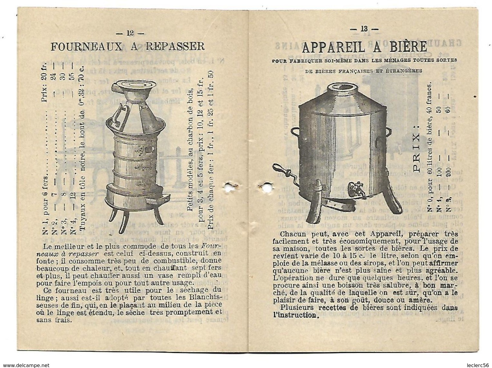 MAISON CHARLES PARIS PETIT CATALOGUE 1889 APPAREILS DIVERS BIERE VIN BARATTES LINGE LEGUMES GLACIERES ALAMBICS