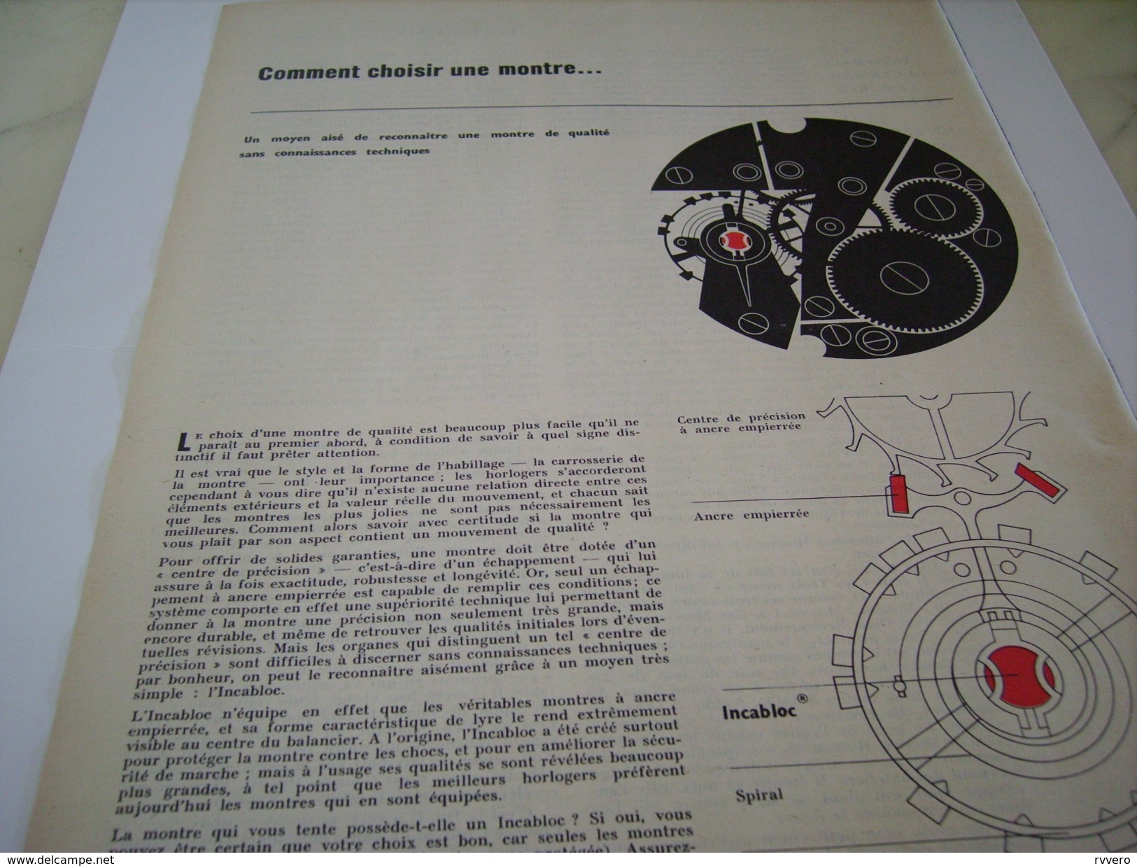 ANCIENNE PUBLICITE COMMENT CHOISIR SA MONTRE INCABLOC 1961 - Autres & Non Classés