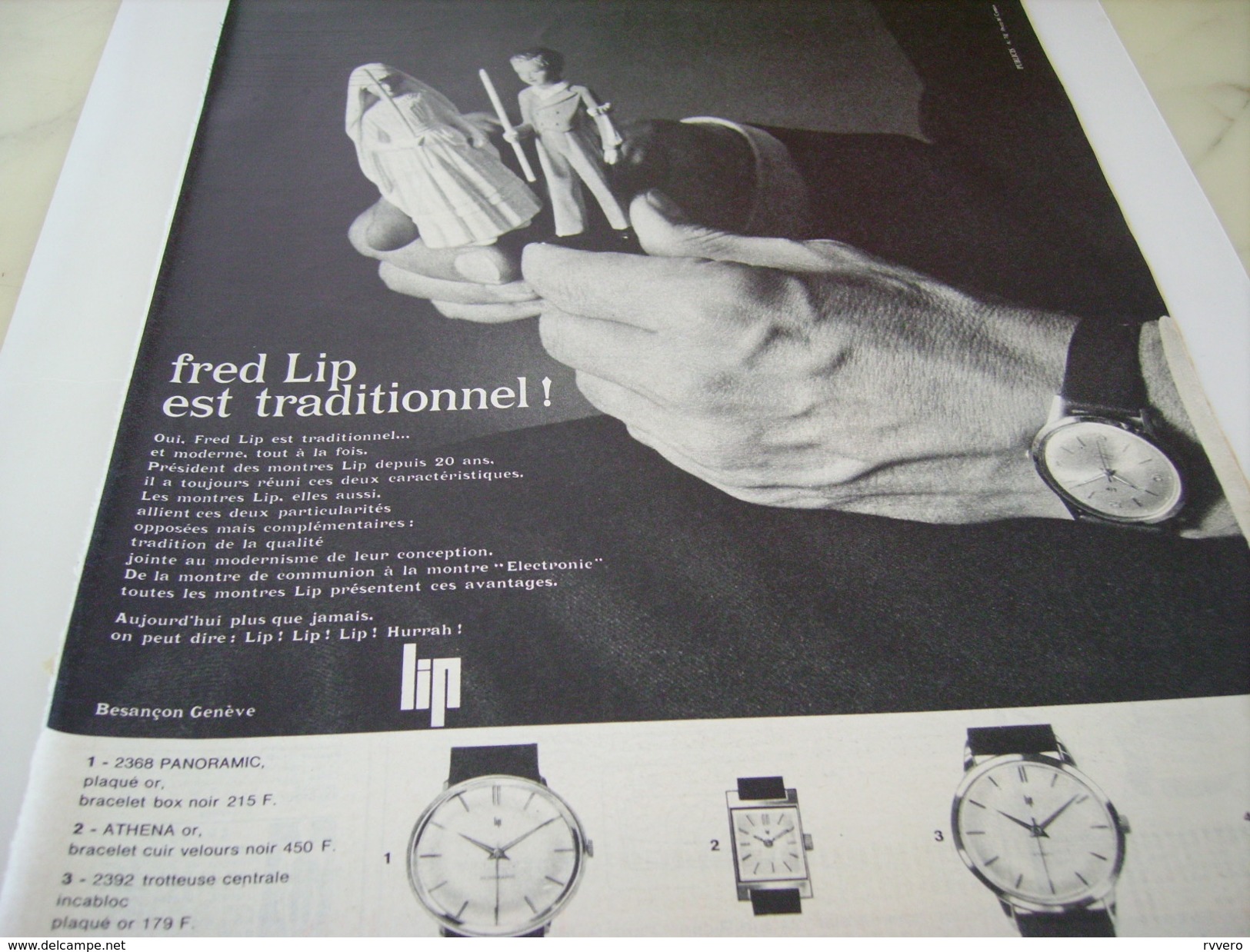 ANCIENNE PUBLICITE MONTRE FRED LIP 1963 - Autres & Non Classés