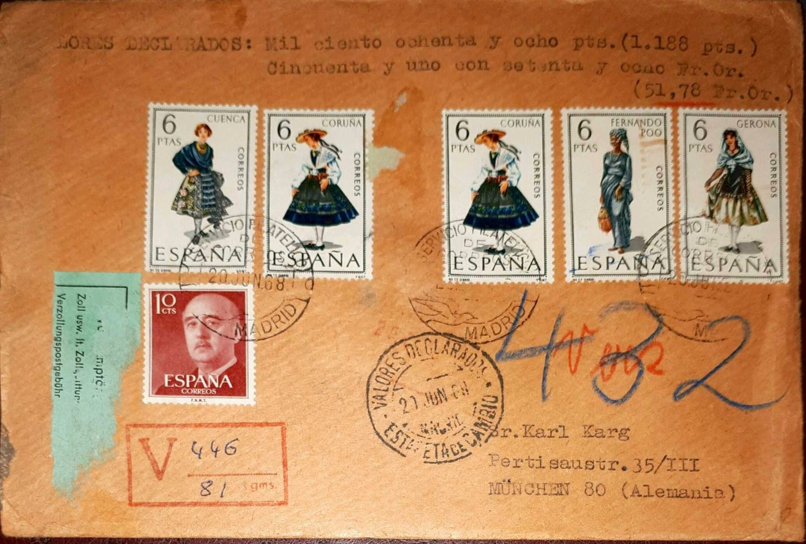 SPAIN 1968 Cover Addressed To Germany - Covers & Documents