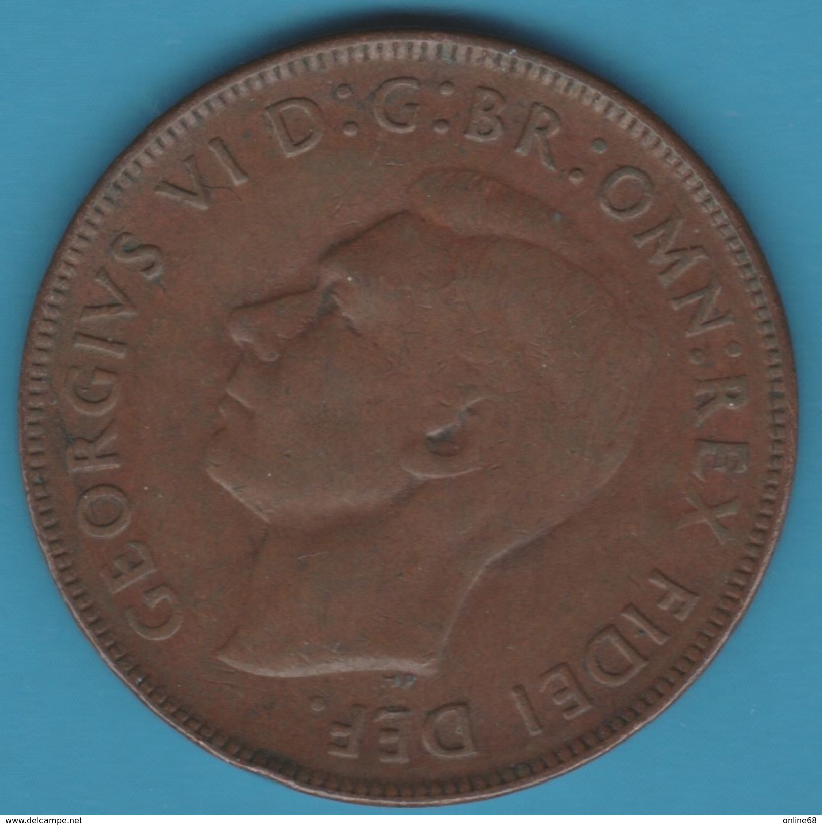 AUSTRALIA 1 PENNY. 1950 George VI KM# 43 Kangaroo Dot After "PENNY" - Penny