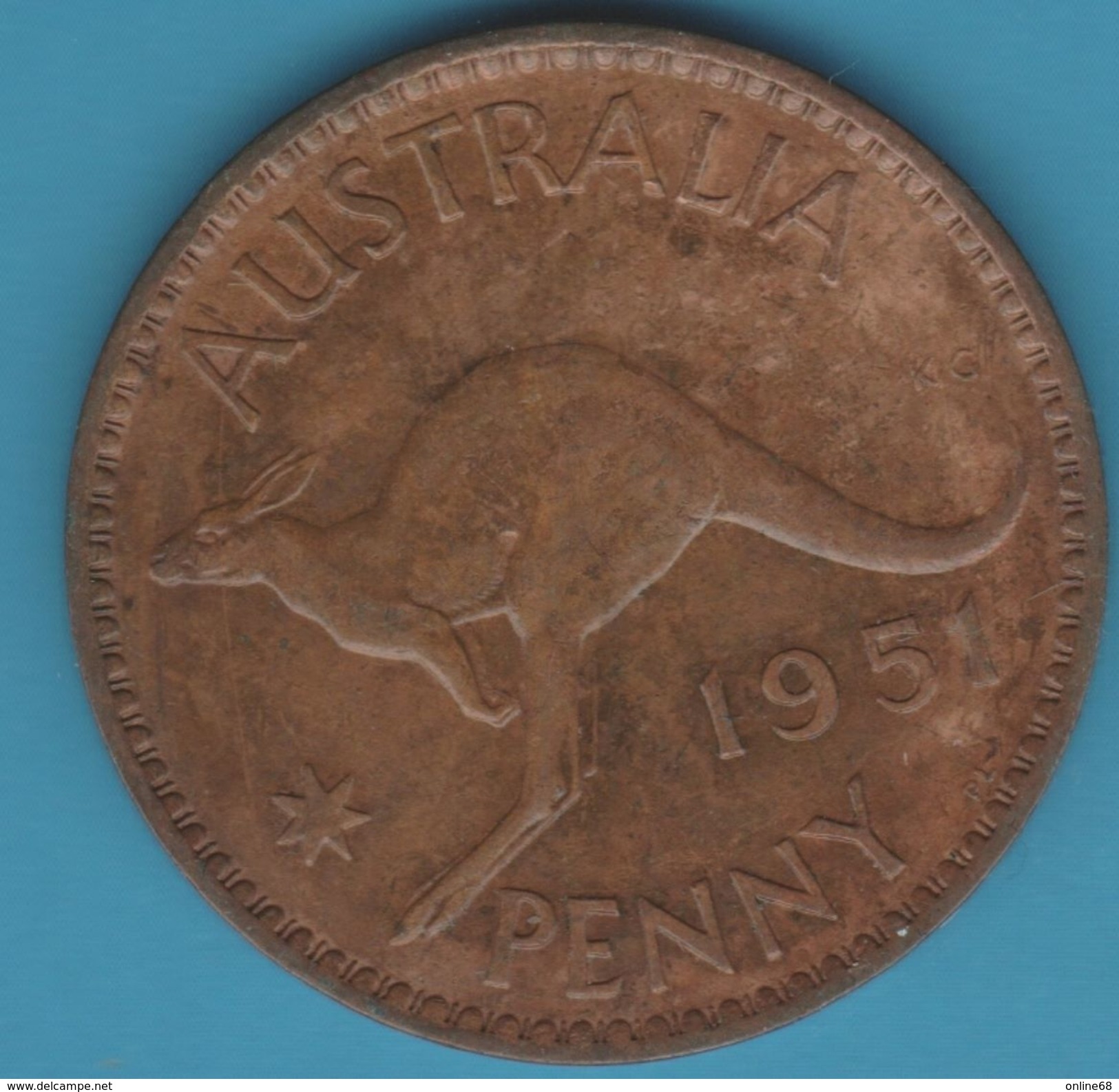 AUSTRALIA 1 PENNY 1951 PL KM# 43 George VI Kangaroo - Penny