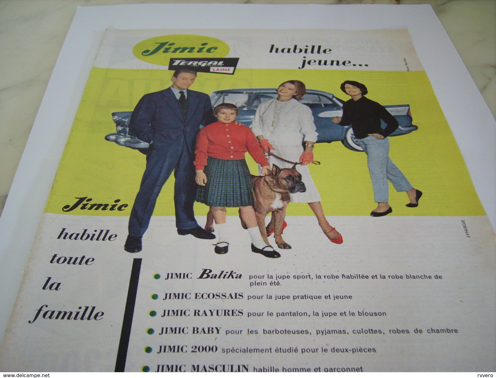 ANCIENNE PUBLICITE TISSUS JIMIE TERGAL HABILLE JEUNE 1957 - Other & Unclassified