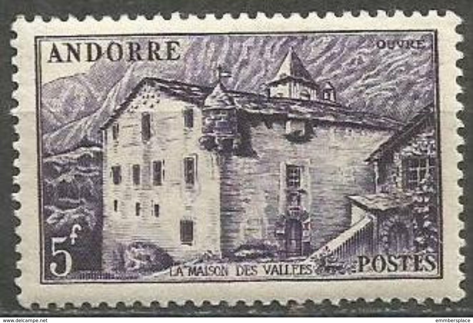 Andorra - 1951 House In The Valleys 5f MLH *  SG F121  Sc 118 - Neufs