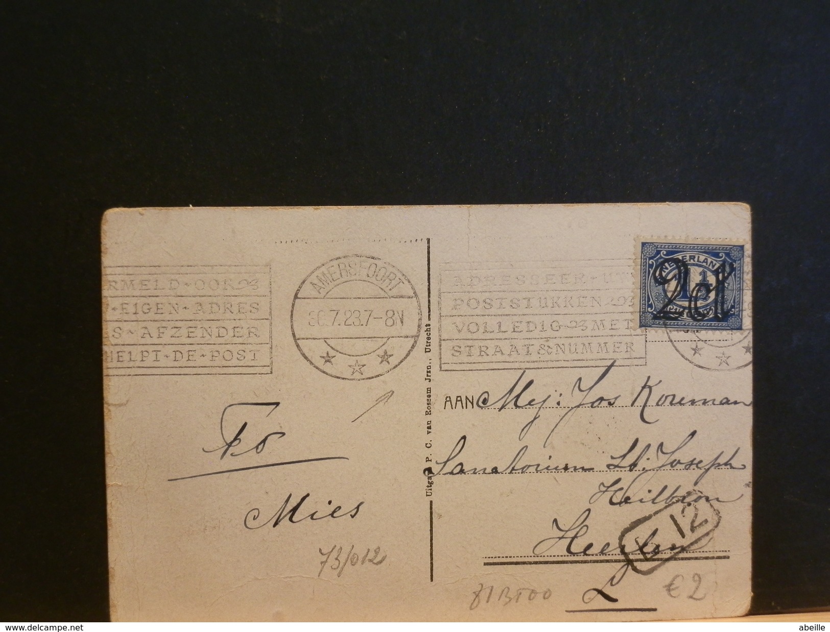 73/012   CP  BRIEFKAART 1923  AMERSFOORT VLAGST. - Lettres & Documents