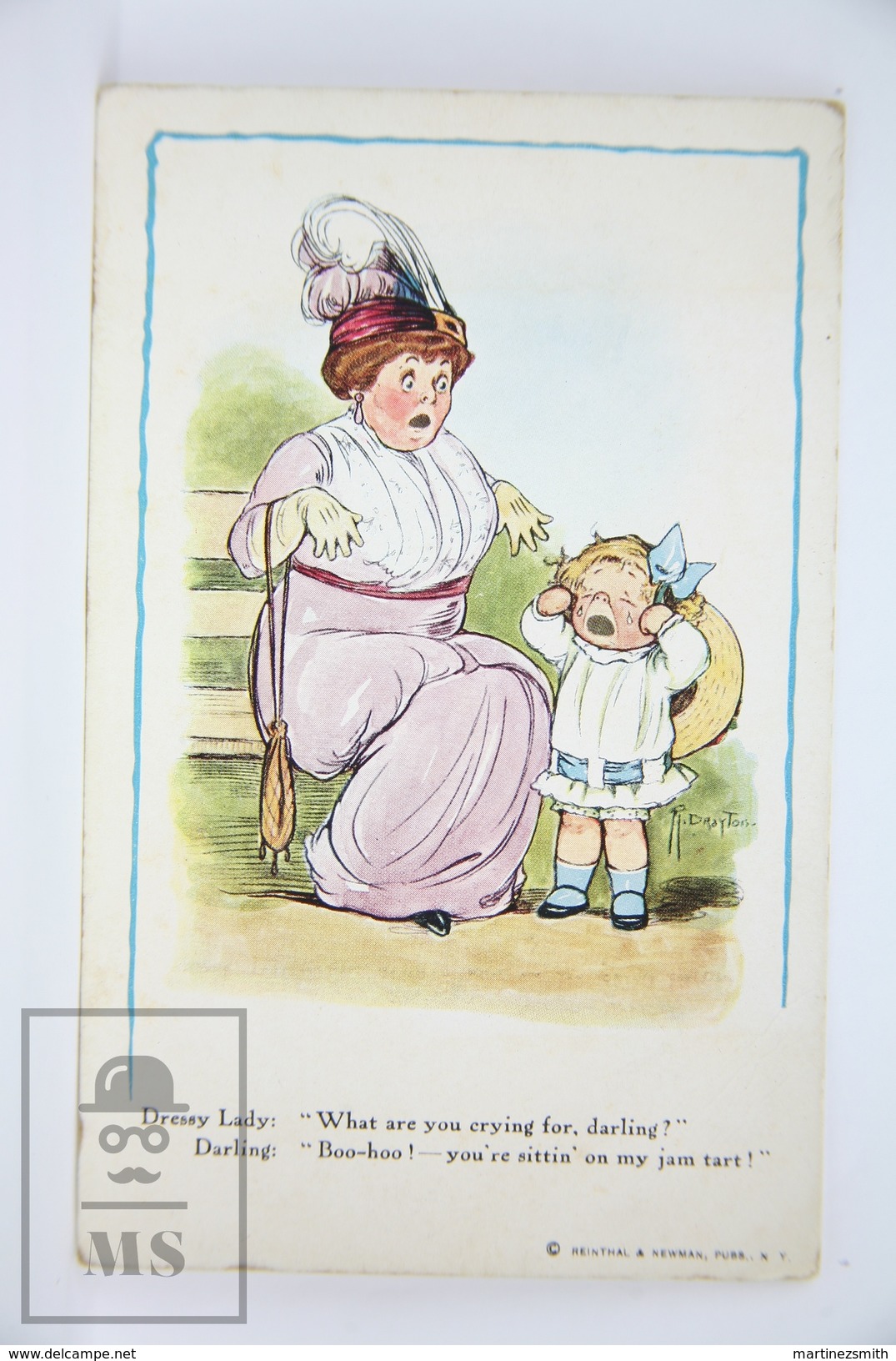 Old Humor Illustrated Postcard - Little Girl Crying And Dressy Lady - Ed. Reinthal & Newman, Pubb. N.Y - Otros & Sin Clasificación