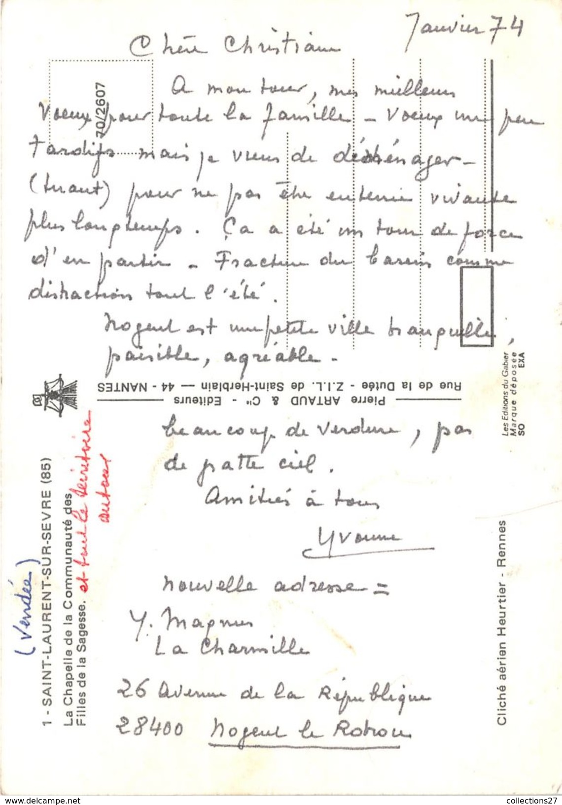 85-SAINT-LAURENT-SUR-SEVRES- LA CHAPELLE DE LA COMMUNAUTE DES FILLES DE LA SAGESSE - Autres & Non Classés