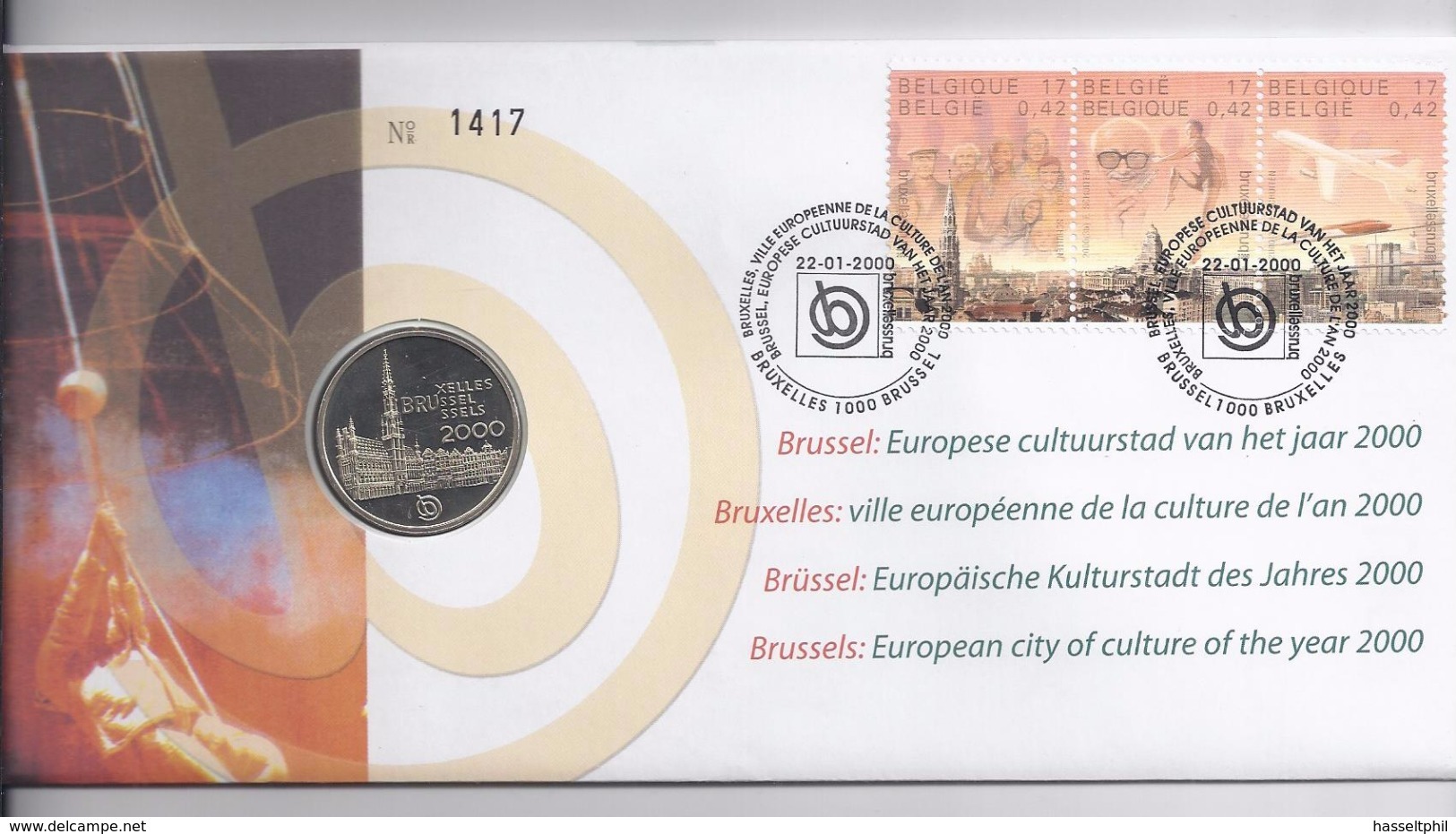 Belgie - Belgique Numisletter  2882/84 - Brussel 2000 - Europese Cultuurstad - 2000 - Numisletter