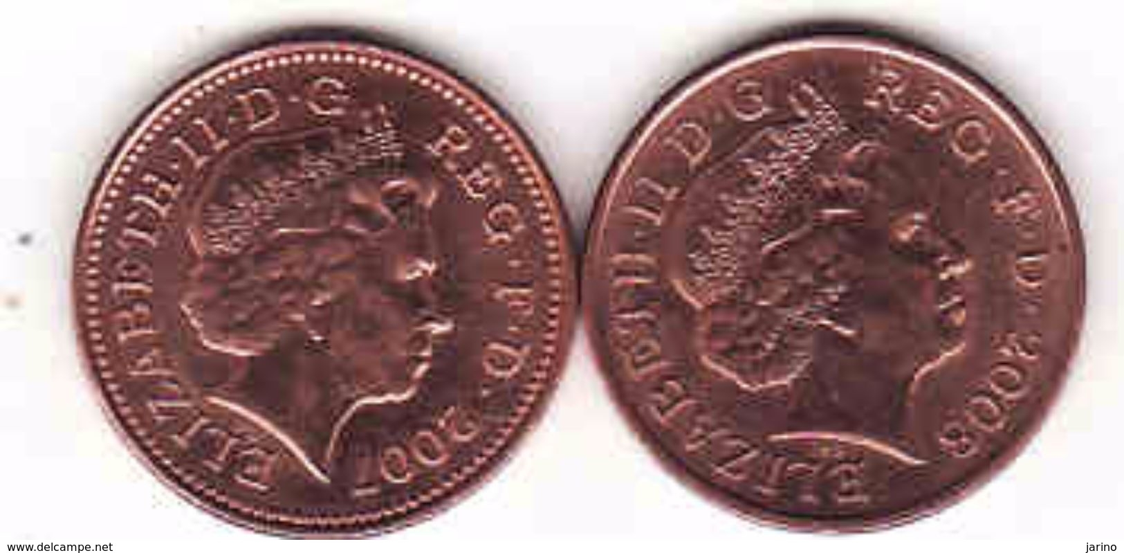 Great Britain 2 X 1 Penny 2007 + 2008 - 1 Penny & 1 New Penny