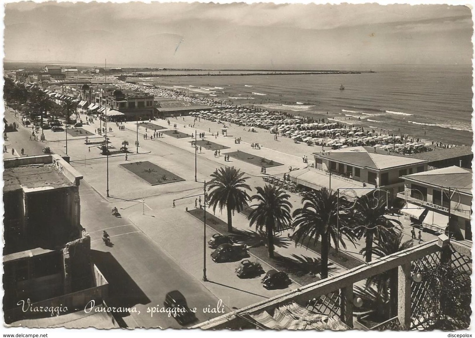 Z4449 Viareggio (Lucca) - Panorama Con Spiaggia E Viali - Auto Cars Voitures / Viaggiata 1950 - Viareggio