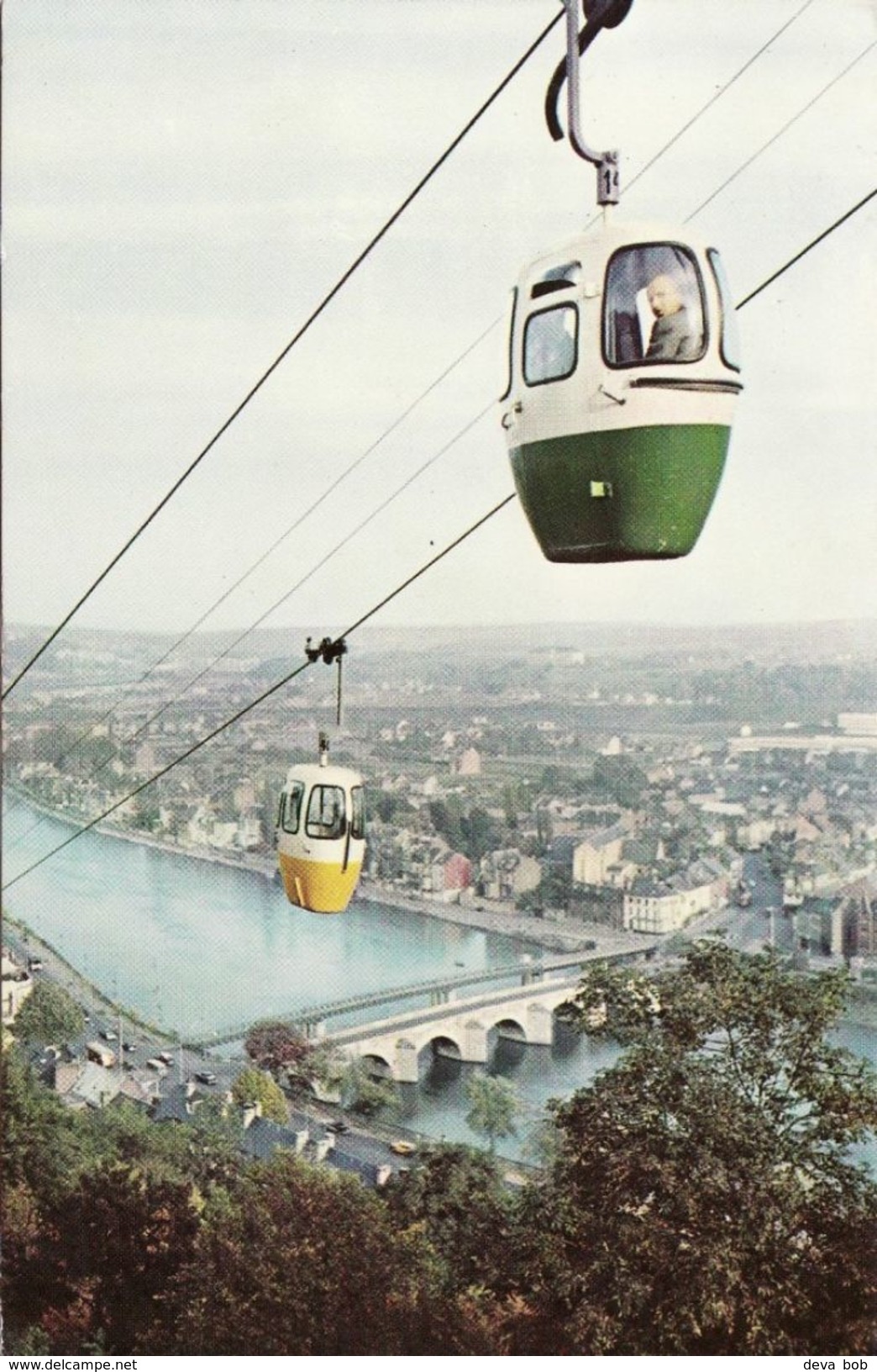 Postcard Namur Cable Car Lift Belgium 1960 Teleferique Et Vue Panoramique - Funicular Railway