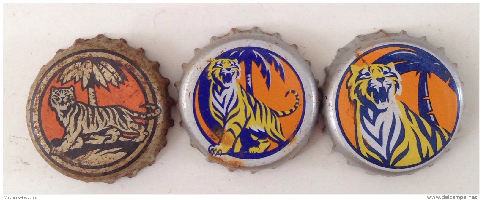 03 Different Vietnam Viet Nam Tiger Beer Used Crown Caps / Cap / Kronkorken / Capsule / Chapa / Tappi - Autres & Non Classés