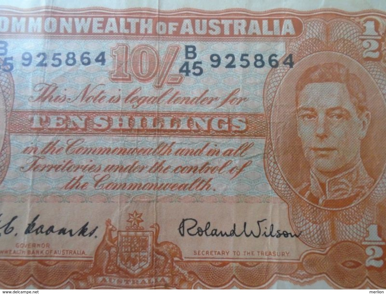 DEL001.8   AUSTRALIA - 10 Shillings - Nd (1952) - P 25.d - Sign.H.C.Coombs And Roland Wilson - George VI -Commonwealth - 1938-52