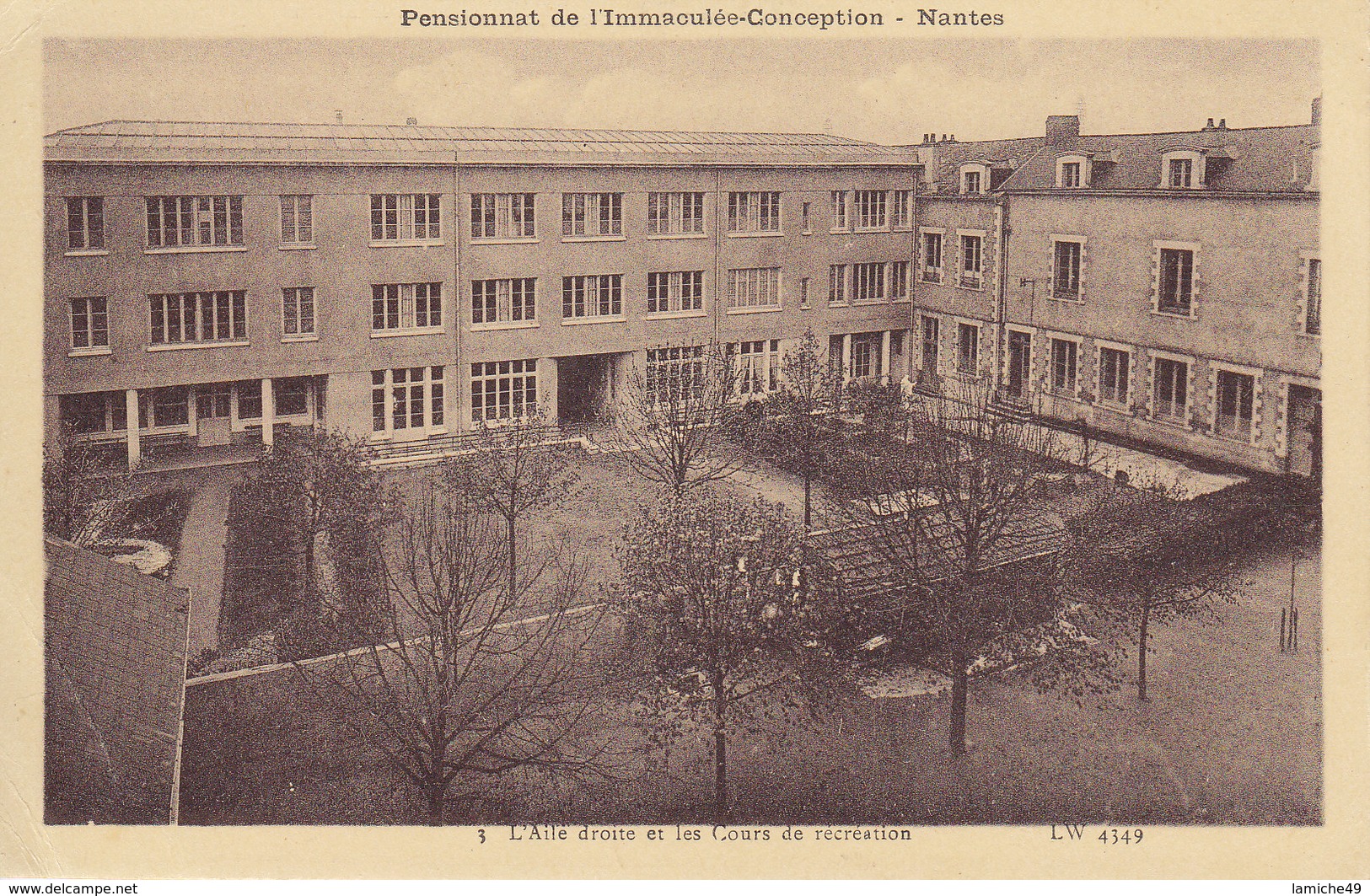 NANTES Pensionnat De L'immaculée Conception L'aile Droite Et Les Cours De Récréation  Circulée 1944 - Nantes