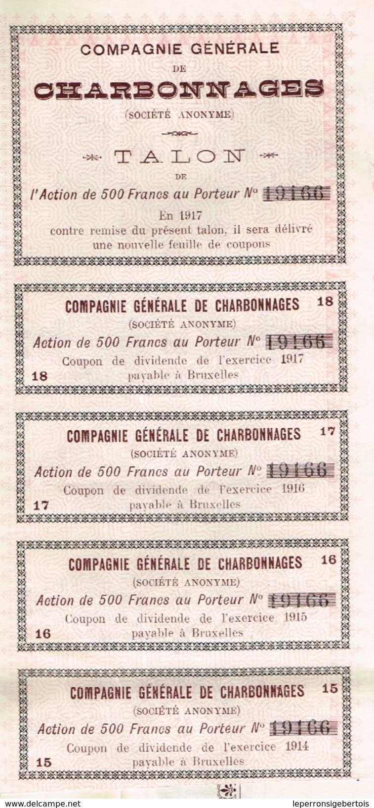 Action Ancienne - Compagnie Générale Des Charbonnages - Titre De 1900 - Mines