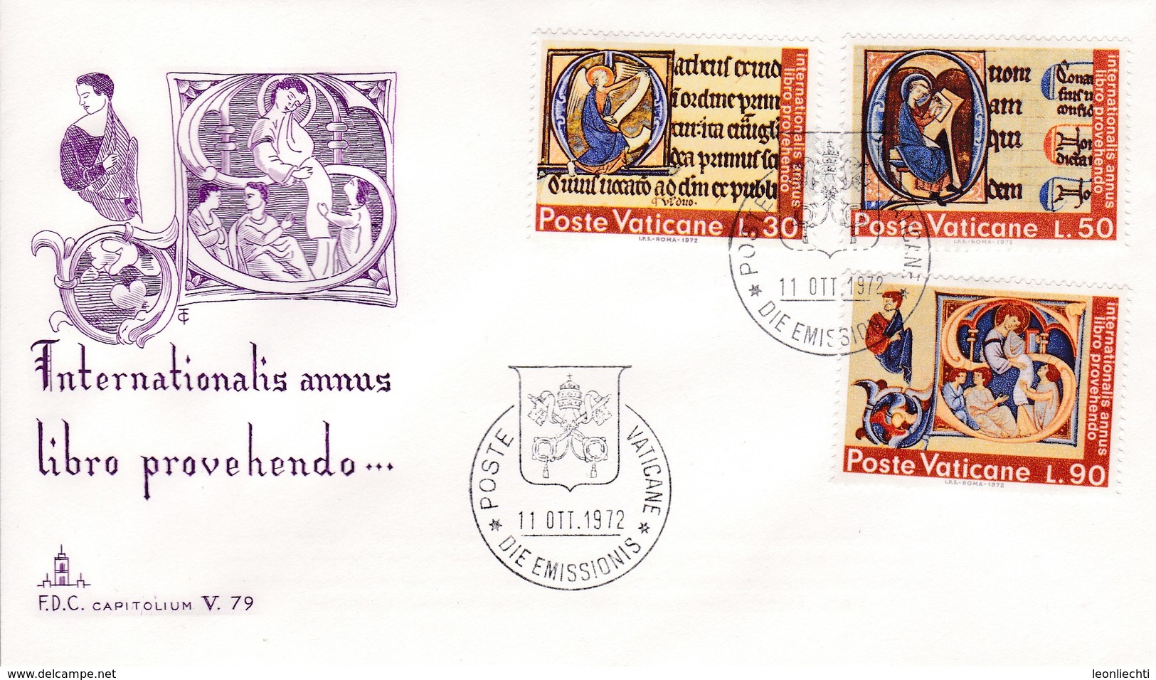 Vatikan FDC/ET 1972 Mi: 605 - 607, Internationales Jahr Des Buches - FDC