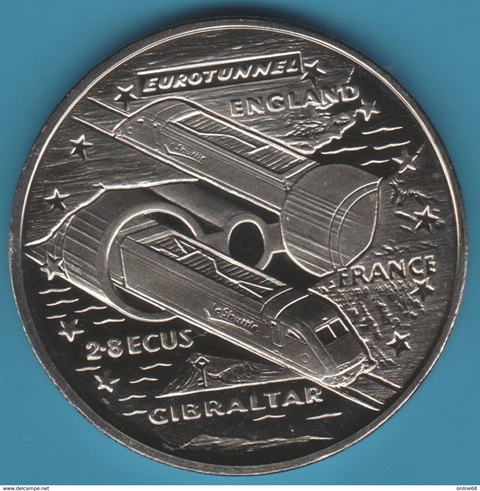 GIBRALTAR 2.8 ECUs 1993 Elizabeth II Euro Tunnel TRAIN - Gibraltar