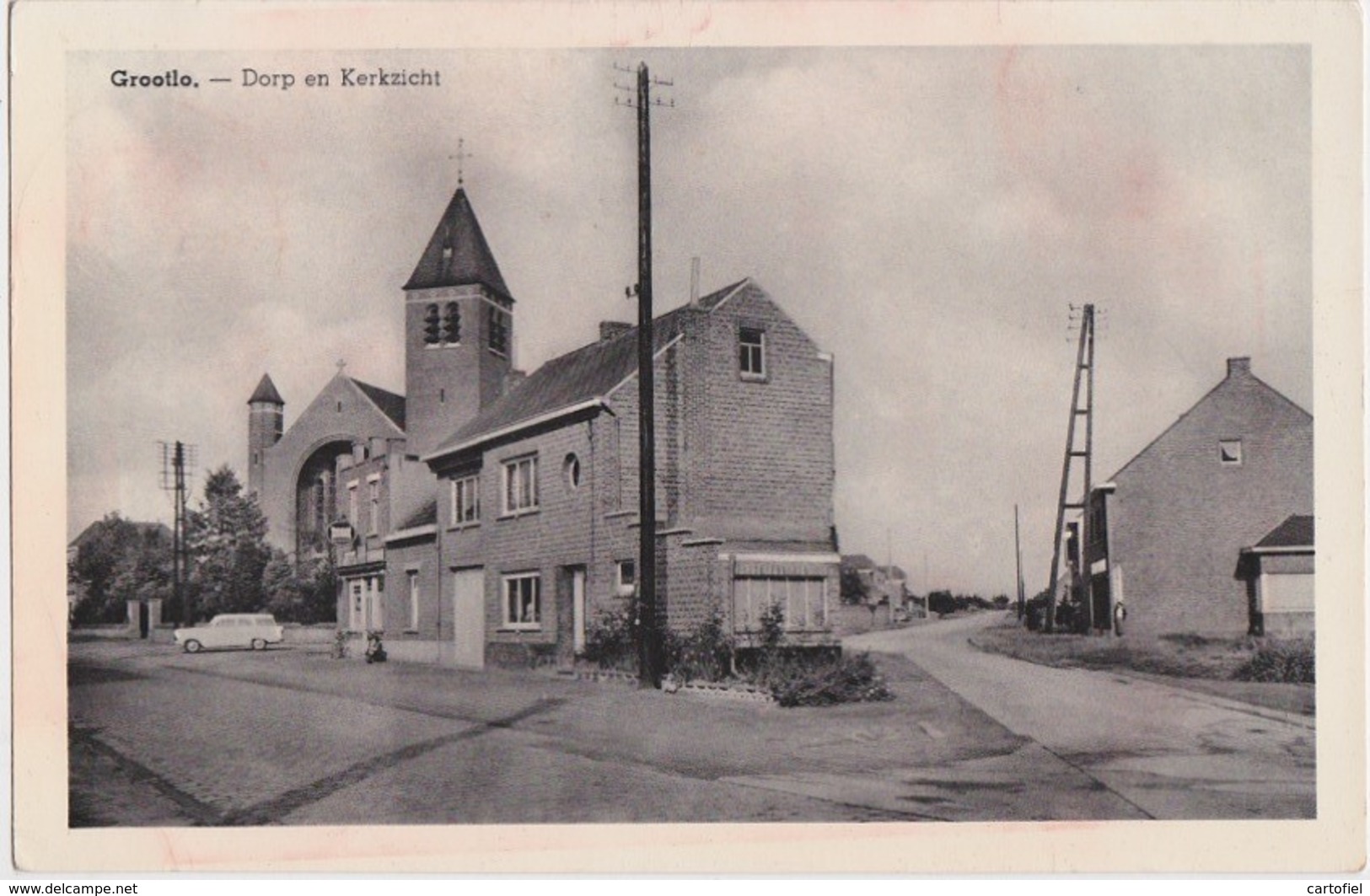 GROOTLO-KERK EN DORPZICHT-UITG. EMIEL VERBEECK-SCHILDER-BEHANGER-DORP-VERSTUURD-ZEGEL WEG-ZIE 2 SCANS-RARE - Heist-op-den-Berg