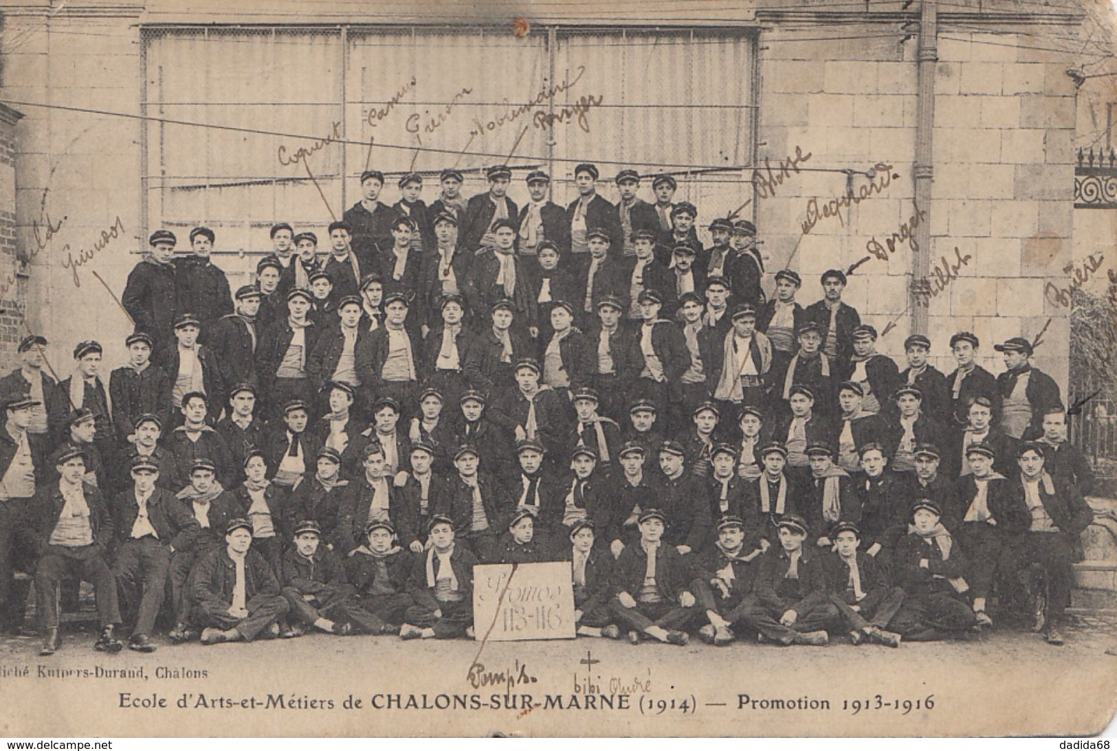 CPA - CHÂLONS-SUR-MARNE - CHAMPAGNE - ÉCOLE D'ARTS-ET-MÉTIERS - PROMOTION 113-116 (1913-1916) - Châlons-sur-Marne