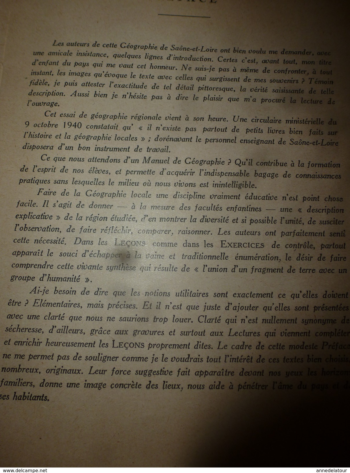 1943  SAÔNE-ET-LOIRE -Histoire et Géographie Régionale (voir résumé en 2e image SVP)