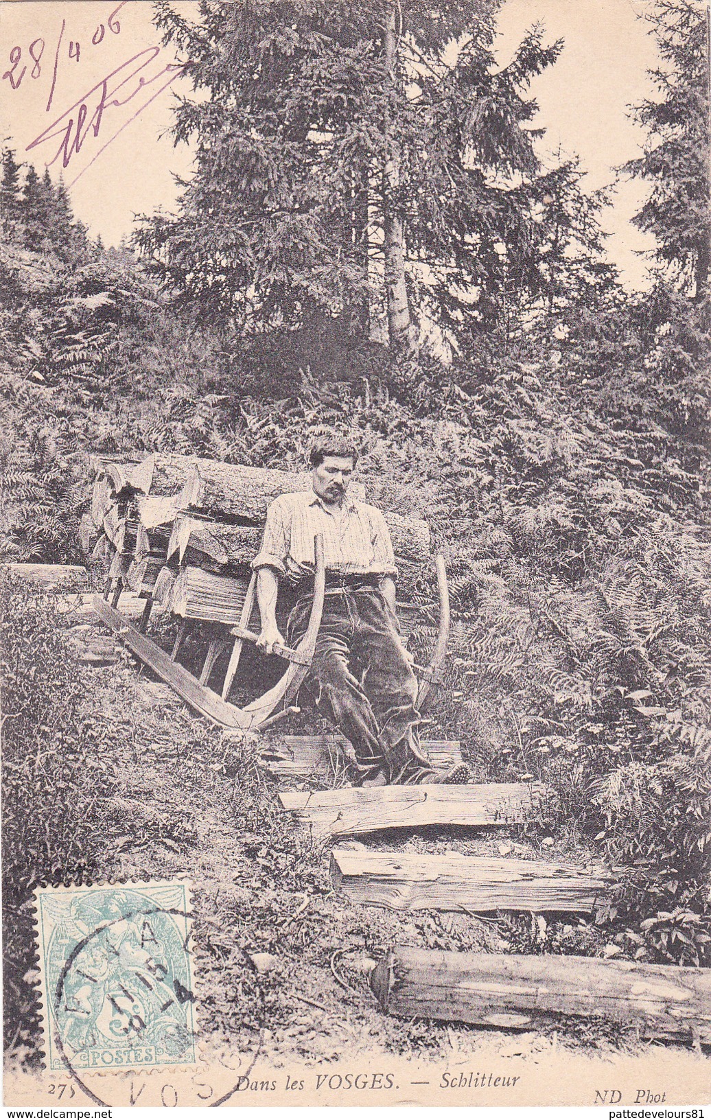 CPA (88) Dans Les Vosges Schlitter Métier Du Bois - Autres & Non Classés