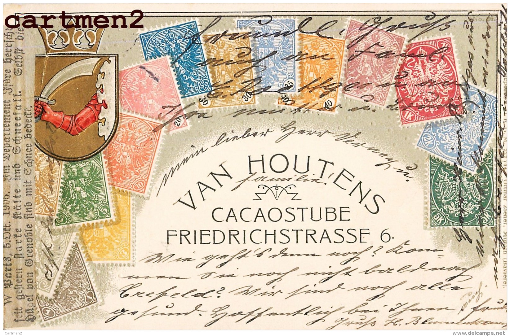 CACAO VAN HOUTENS CACAOSTUBE FRIEDRICHSTRASSE CREFELD  DEUTSCHLAND PUBLICITE TIMBRE STAMP - Publicité