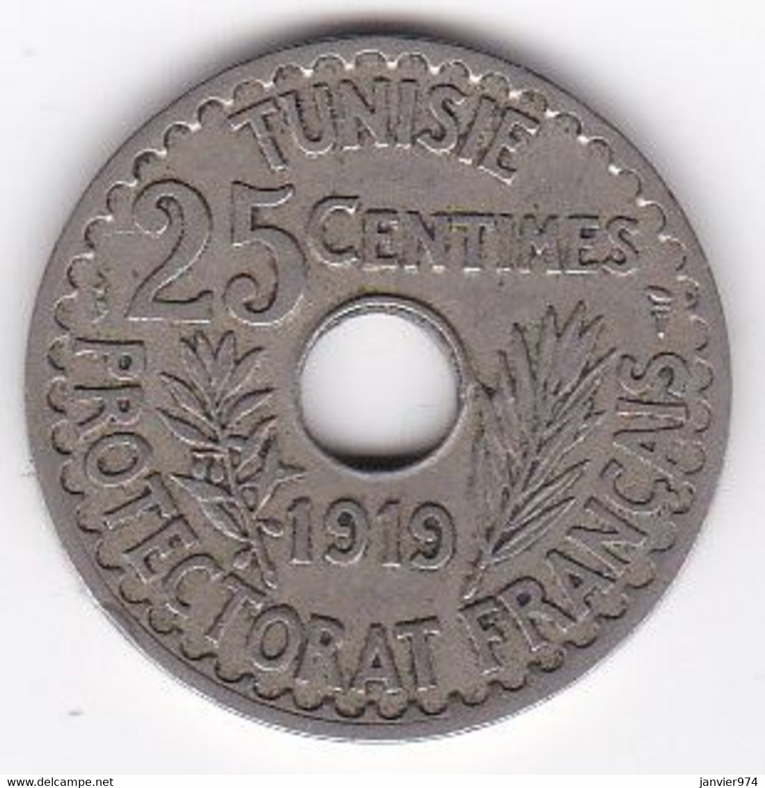 Protectorat Français 25 Centimes 1919 , Bronze Nickel - Túnez