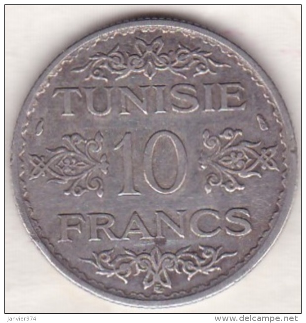 PROTECTORAT FRANCAIS. 10 FRANCS AH 1353 (1934),  En Argent - Túnez