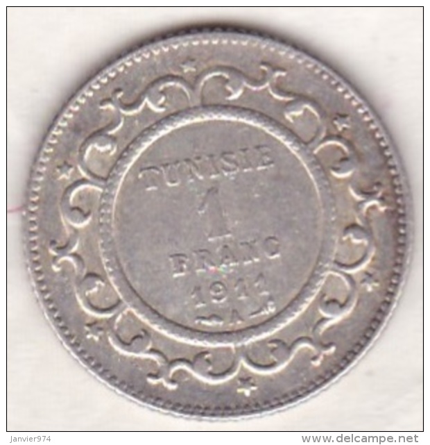 PROTECTORAT FRANCAIS.  1 FRANC 1911 (AH 1329) ,  En Argent - Tunisie