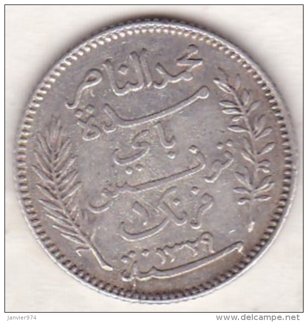 PROTECTORAT FRANCAIS.  1 FRANC 1911 (AH 1329) ,  En Argent - Tunisie