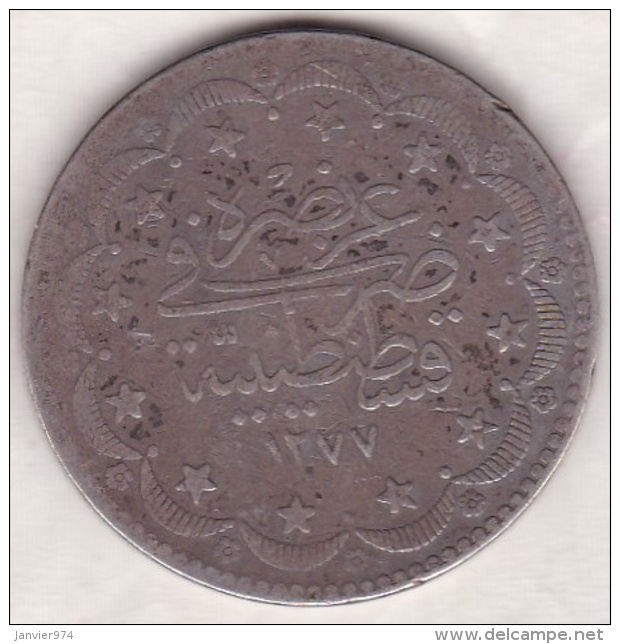 Empire Ottoman. 20 KURUSH AH 1277 Year 10. Abdul Aziz,  KM# 693, En Argent - Turkey