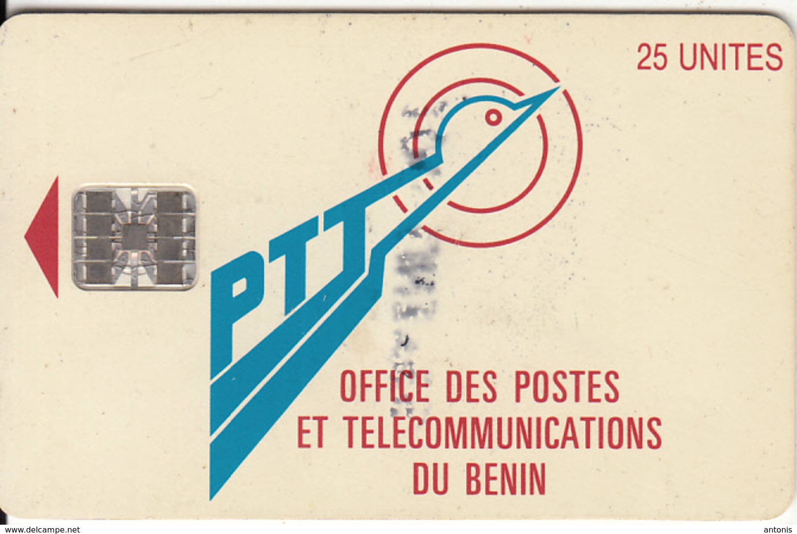 BENIN - PTT Logo 25 Units, Chip SC7, Red CN : C55150293, Used - Benin