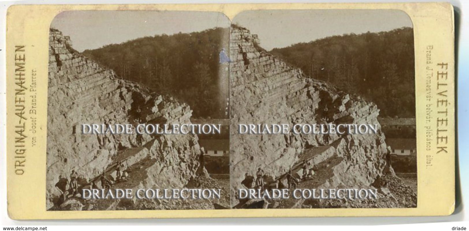 FOTOGRAFIA STEREOSCOPICA STEINBRUCH IN DER SCHLUCHT OBERBAYERN ROSENHEIM GERMANIA ANNO 1893 - Stereoscopi