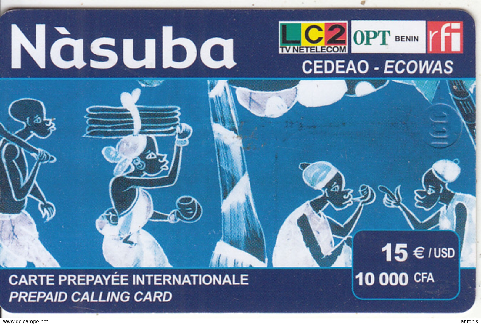 BENIN - Nasuba Prepaid Card 10000 FCFA(15 Euro), Exp.date 31/12/03, Used - Benin