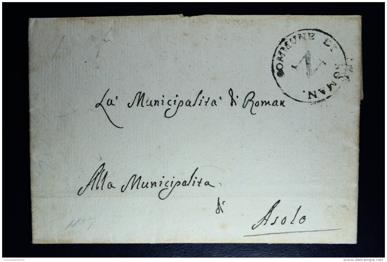 Italy:  Letter Commune La Roman To Asola 1807 - 1. ...-1850 Prefilatelia