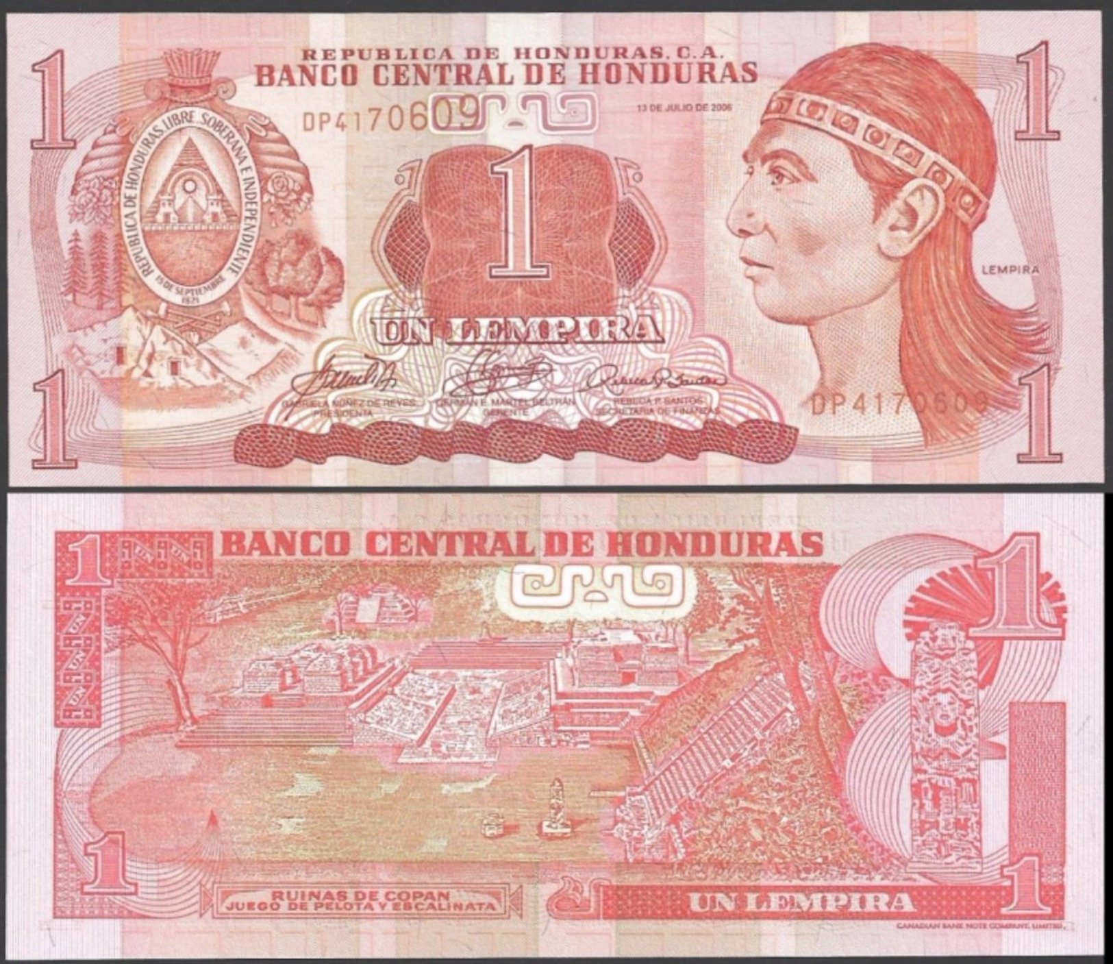 Honduras 1 LEMPIRA 2006 P 84e UNC - Honduras