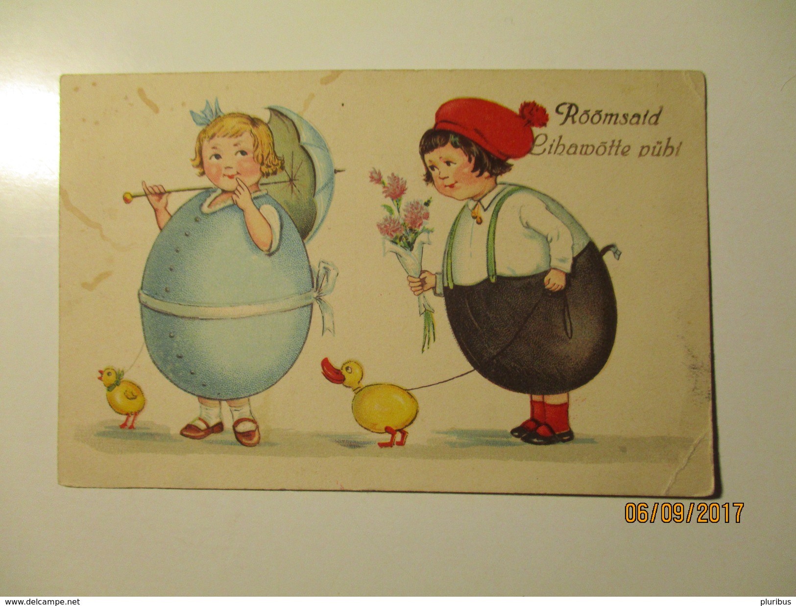 ESTONIA EASTER , CHILDREN IN EGG COSTUMES , OLD POSTCARD , KO - Pasqua