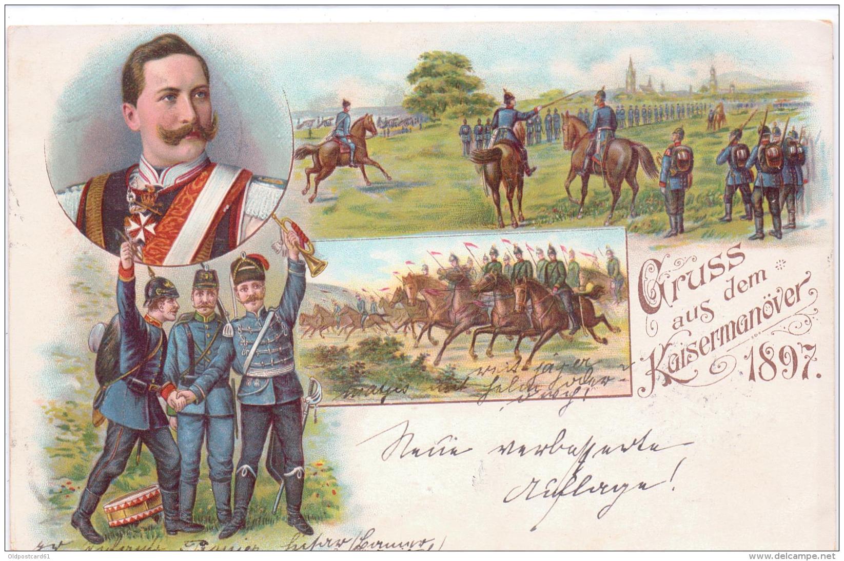 ALTE Litho- AK   GRUSS Vom KAISERMANÖVER - 1897 - / Gelaufen 1897 - Manovre