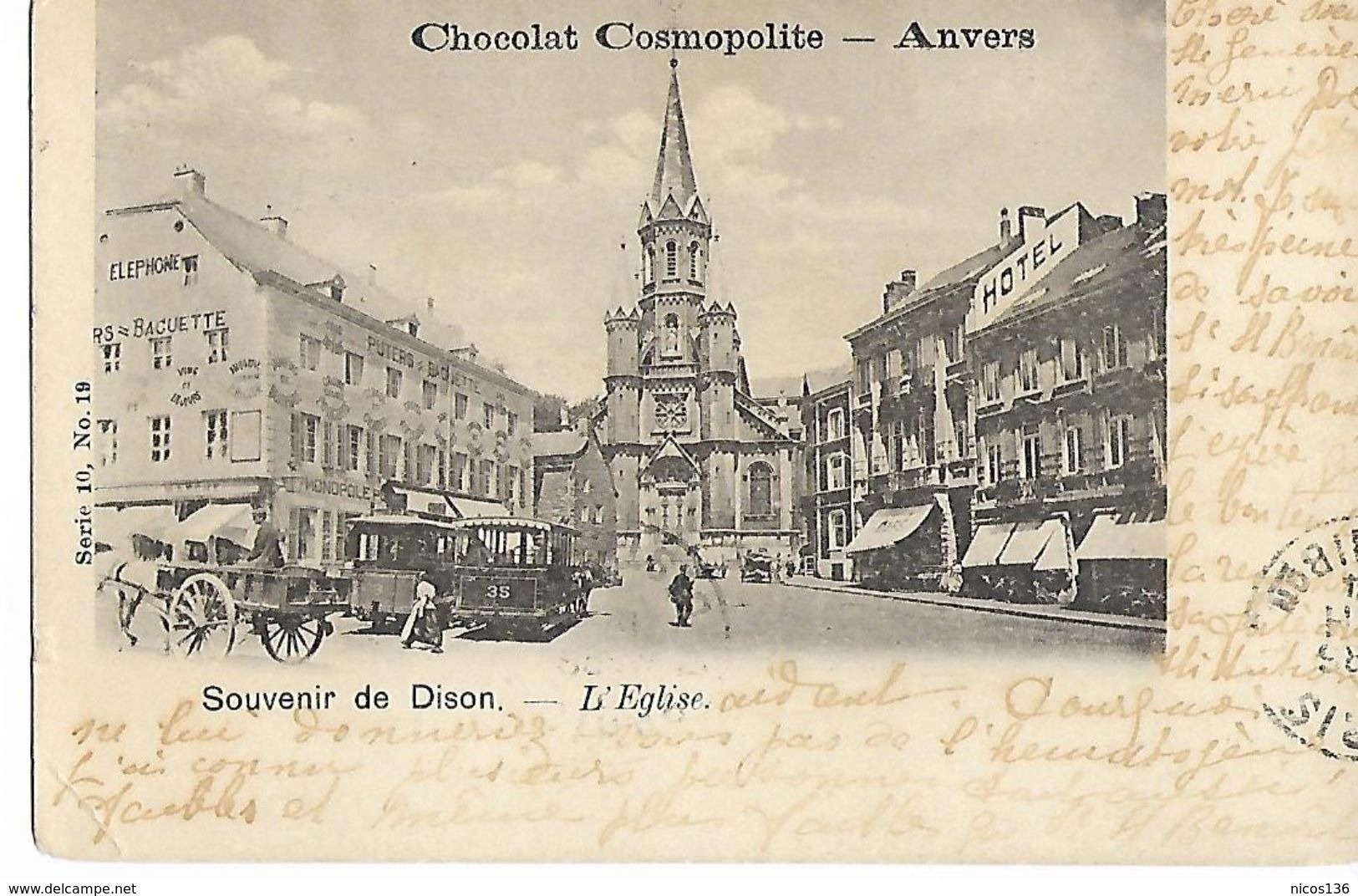SOUVENIR DE DISON    L'EGLISE     TRAMS    ( ECRITE  1914 ) - Dison