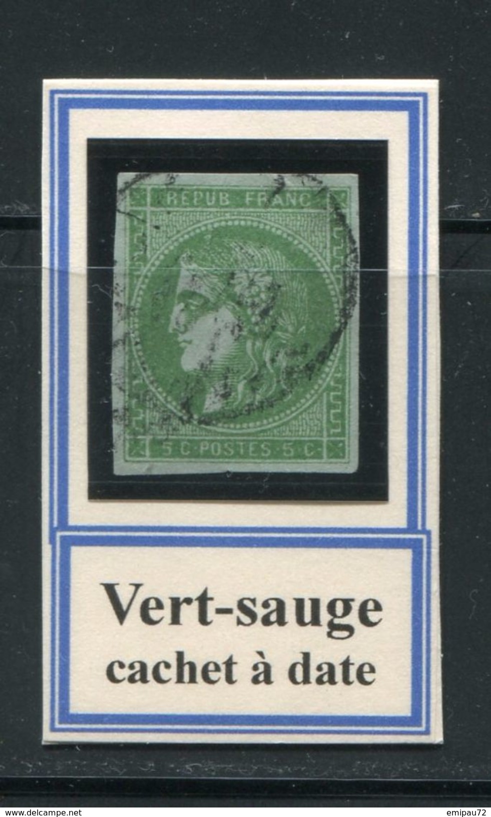 FRANCE- Y&T N°42Bd)- Vert Sauge- Cachet à Date - 1870 Emissione Di Bordeaux