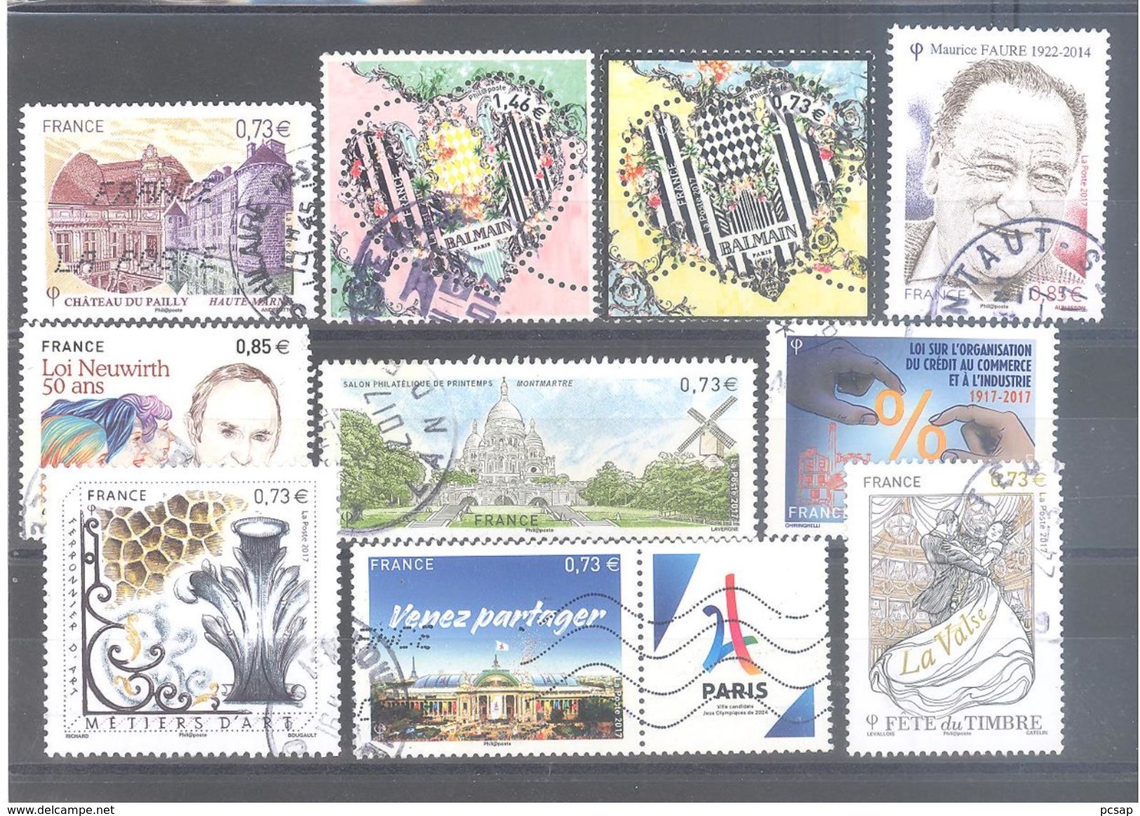 France Oblitérés : 10 Timbres De L'année 2017 (cachet Rond) - Used Stamps