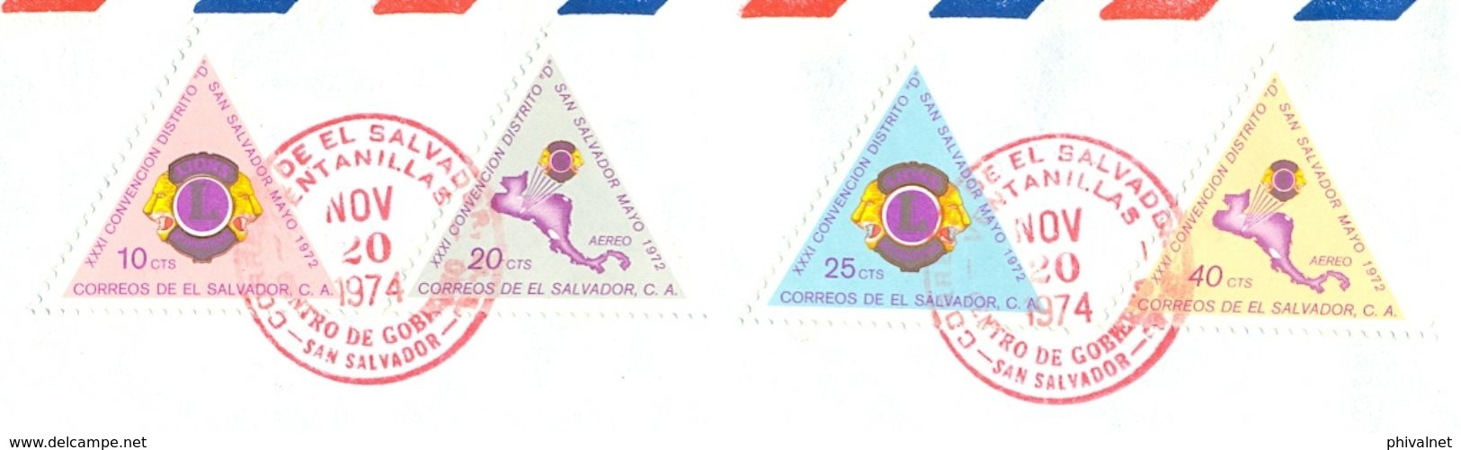 1974 , EL SALVADOR - XXXI CONVENCION DISTRITO "D" , SAN SALVADOR , MAT. CENTRO DE GOBIERNO , TEMA LIONS INTERNATIONAL - Rotary, Lions Club