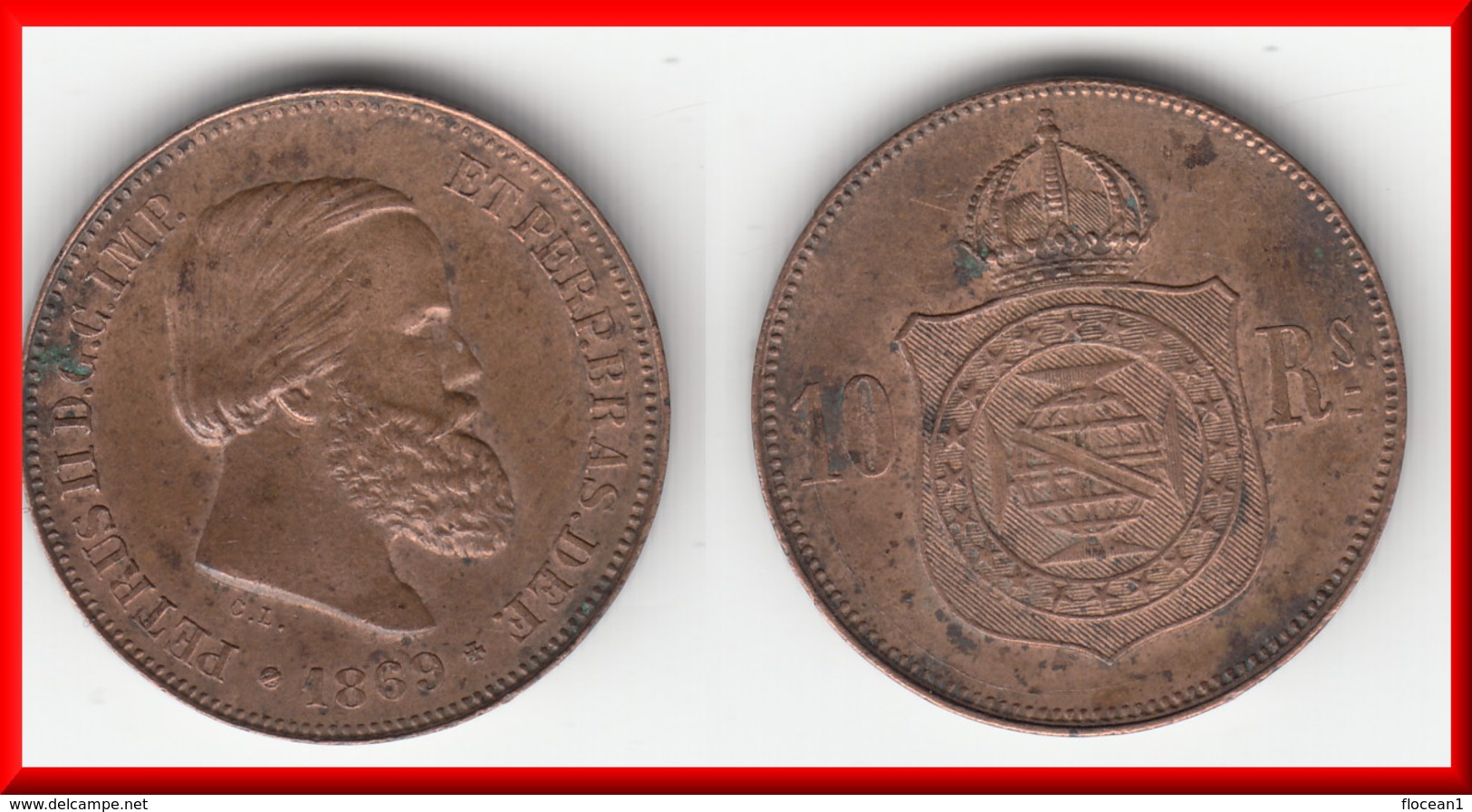 **** BRAZIL - BRESIL - 10 REIS 1869 PEDRO II **** EN ACHAT IMMEDIAT !!! - Brésil