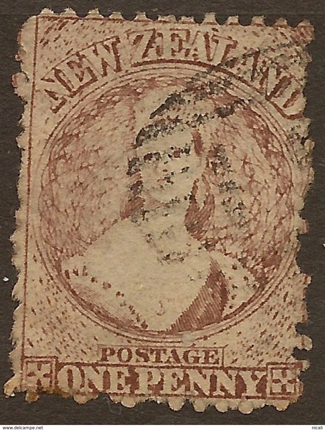 NZ 1855 1d Brown FFQ SG 132a U #AAA13 - Used Stamps