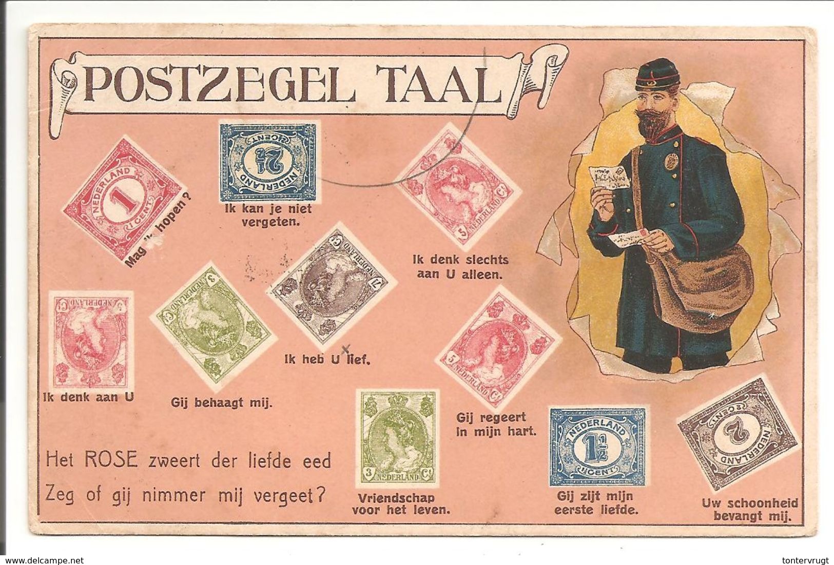 Postzegeltaal. Type Vürthheim + Bontkraag + Postbode-Facteur - Postzegels (afbeeldingen)