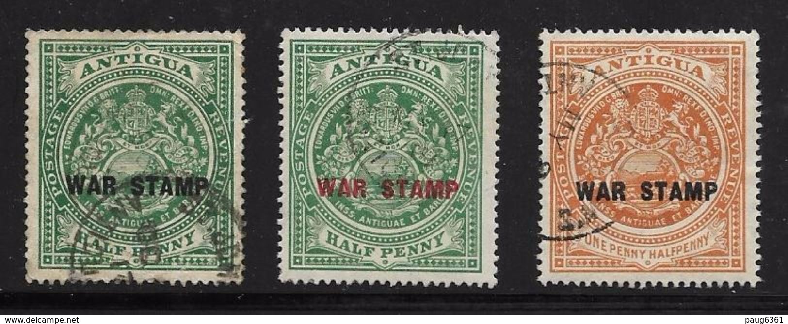 ANTIGUA 1916/18  YVERT N°38/40 OBLITERE - 1858-1960 Crown Colony