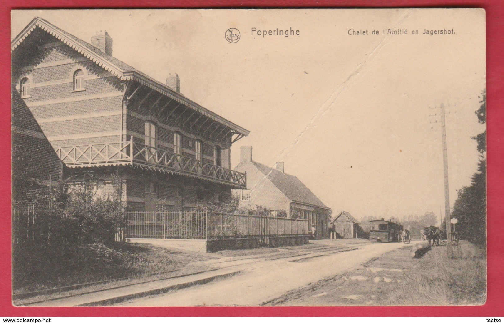 Poreringe - Chalet De L'Amitié En Jagershof ... Tram - 1914 ( Verso Zien ) - Poperinge