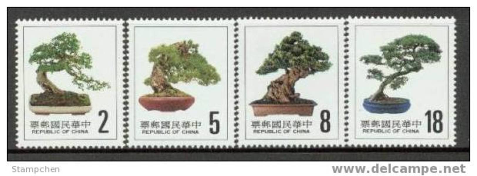 Taiwan 1985 Potted Plant Stamps Bonsai Tree Flora - Unused Stamps