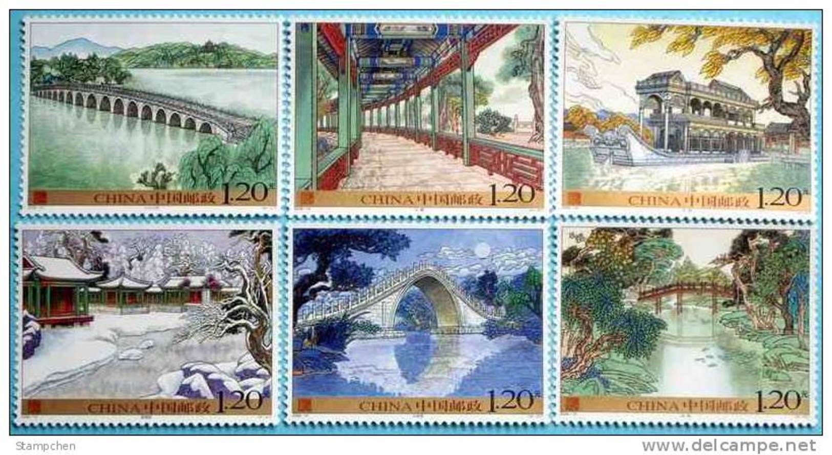 China 2008-10 Summer Palace (Yi He Yuan) Stamps Lake Bridge Architecture Boat Relic - Unused Stamps