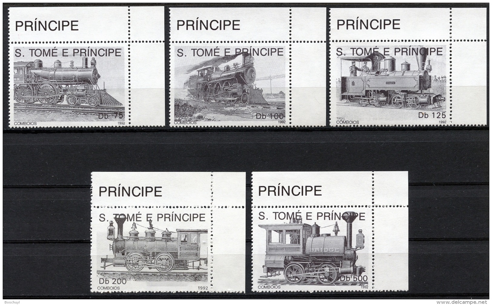 Sao Tome E Principe, 1992, Locomotives, Trains, Railroads, MNH, Michel 1374-1378 - Sao Tome En Principe